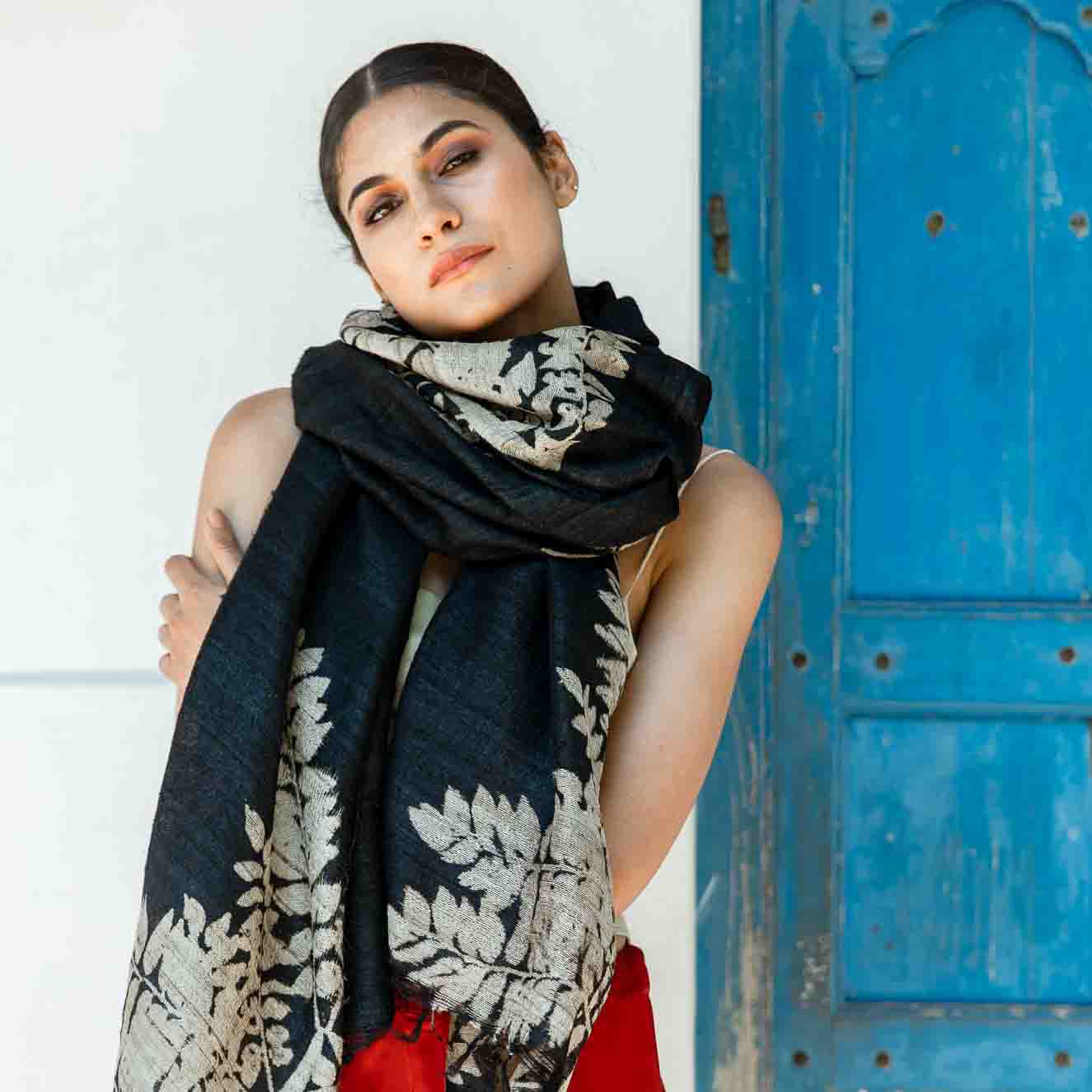 Black silk scarf clearance womens